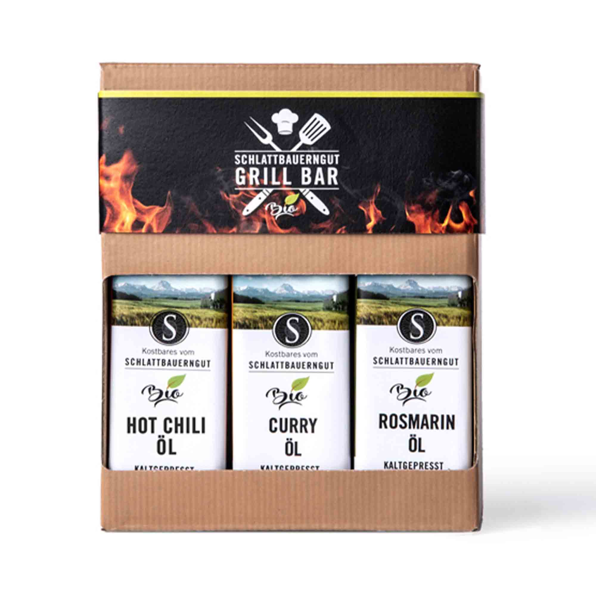 Bio Grillbox Geschenkset mit Grillölen vom Schlattbauerngut in Ried im Traunkreis.